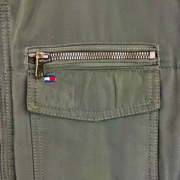 |•TOMMY HILFIGER•| Dark Green Bomber/Military Style Jacket Size XL - Picture 3 of 16